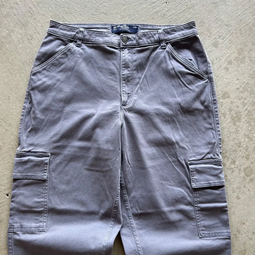 Hollister Ultra High Rise Dad Cargo Pants Womens Size 15R/14R W32 Gray Stretch